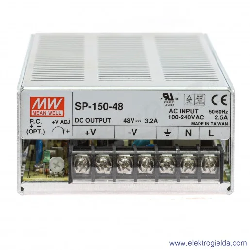 Zasilacz impulsowy SP-150-48 zasilanie 85-264VAC 120-370VDC, wyjście 48V 3.2A 150W Zasilacz impulsowy SP-150-48 zasilanie 85-264VAC 120-370VDC, wyjście 48V 3.2A 150W