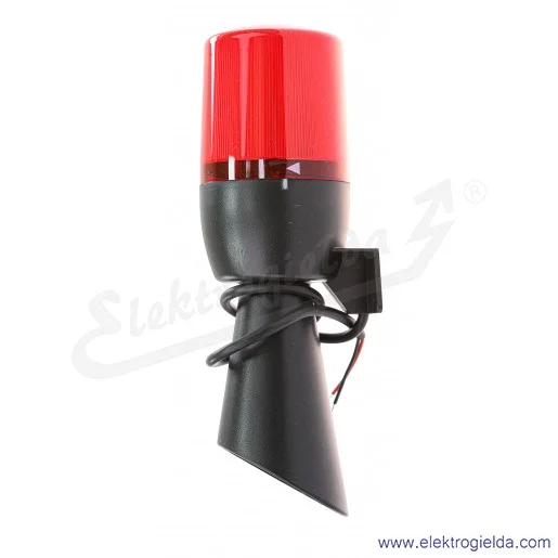 Sygnalizator świetlno-dźwiękowy T0-IT070R024Z klosz czerwony fi 70mm, z buzerem 130dB, 12-24VAC/DC