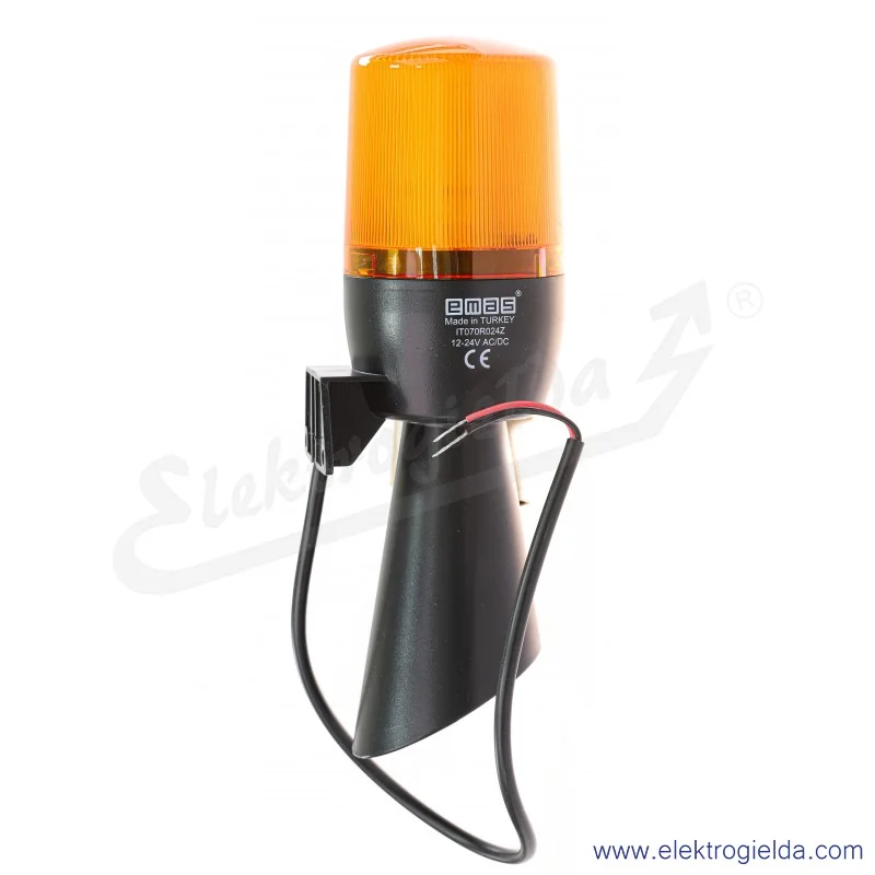 Sygnalizator świetlno-dźwiękowy T0-IT070Y024Z klosz żółty fi 70mm, z buzerem 130dB, 12-24V AC/DC