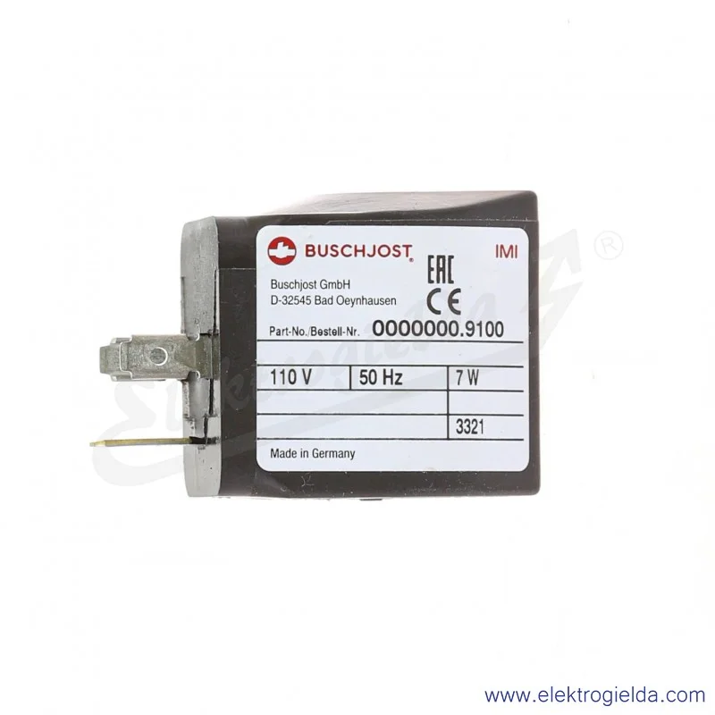 Cewka 0000000.9100.11050, 110VAC, IP65, pod wtyczkę DIN EN 175301-803 Form A
