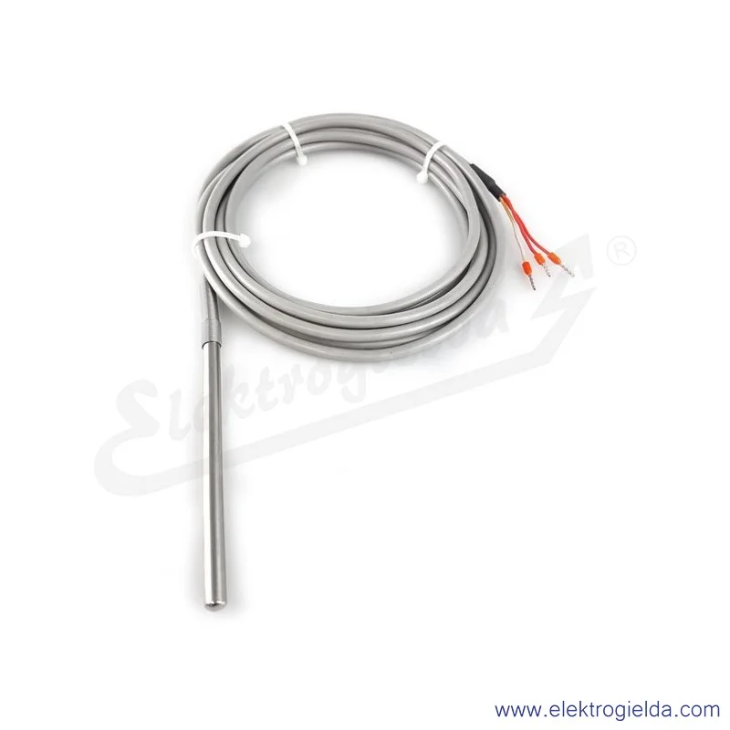 Czujnik temperatury SCP-PT100/A pt100, zakres -50..200°C, rezystancja 100ohm, przewód 3m, obudowa fi 6x100mm