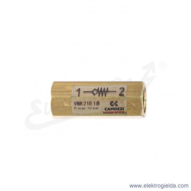 Zawór zwrotny VNR-210-1/8, G1/8 gwint wewnętrzny, konstrukcja grzybkowa, do niskich ciśnień, Camozzi