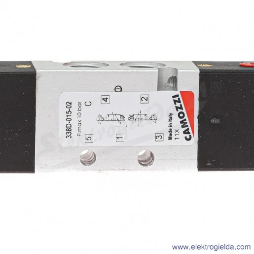 Zawór rozdzielający elektromagnetyczny 338D-015-02, 2x3/2 NC, monostabilne, G1/8, 2.5-10 Bar, 700 l/min, bez cewek Zawór rozdzielający elektromagnetyczny 338D-015-02, 2x3/2 NC, monostabilne, G1/8, 2.5-10 Bar, 700 l/min, bez cewek