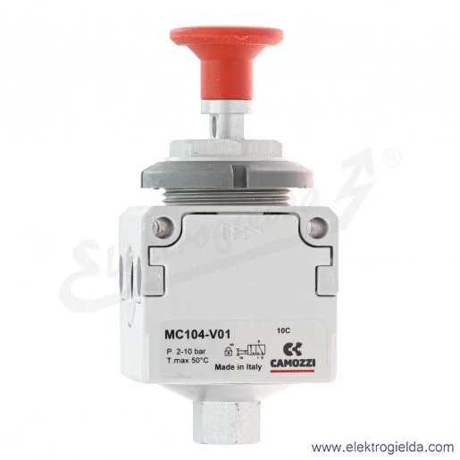 Zawór odcinający ręczny MC104-V01, 3/2, G1/4, 2 ÷ 10 bar, 1600 l/min, z zamknięciem na kłódkę, Camozzi
