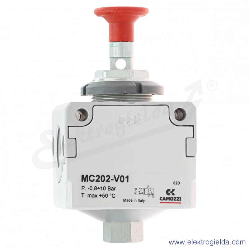 Zawór odcinający ręczny MC202-V01, 3/2, G1/2, 2 ÷ 10 bar, 5300 l/min, Camozzi