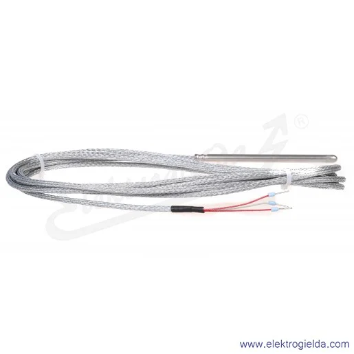 Czujnik temperatury AR131-Pt100-B-6-100-3-6-3-400C Pt100, klasa B, fi 6x100, przewód 3m, 2x oplot włókno szklane, do 400°C