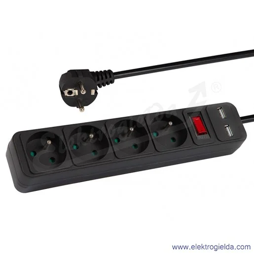 Przedłużacz listwowy 98-078 98-078 Blow 4x230V+USB przewód 3x1,5 długość 3m, czarny Przedłużacz listwowy 98-078 98-078 Blow 4x230V+USB przewód 3x1,5 długość 3m, czarny