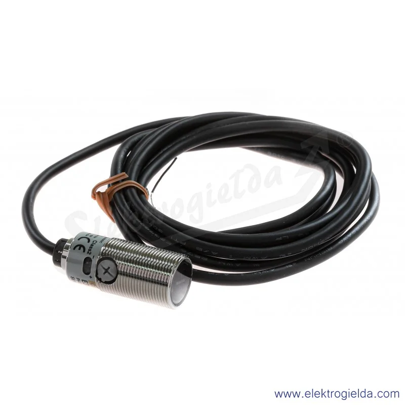 Czujnik odbiciowy E3FB-DP12 zasięg 0.300mm, zasilanie 10..30VDC, PNP, Dark-ON lub Light-ON, obudowa M18 IP67, przewód 2m