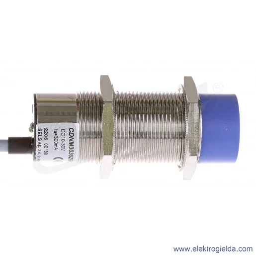 Czujnik pojemnościowy PCPD 30 ZRN 10..30VDC, zasięg 30mm, NPN NO+NC, czoło kryte, przewód 2m, długość 80mm