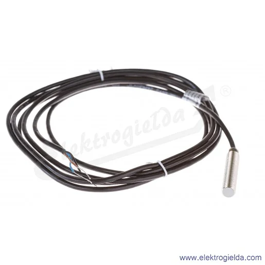 Czujnik indukcyjny PCID 1,5 RNW 10..30VDC, zasięg 1.5mm, NPN NC, tuleja M8, przewód 2m, długość 45mm