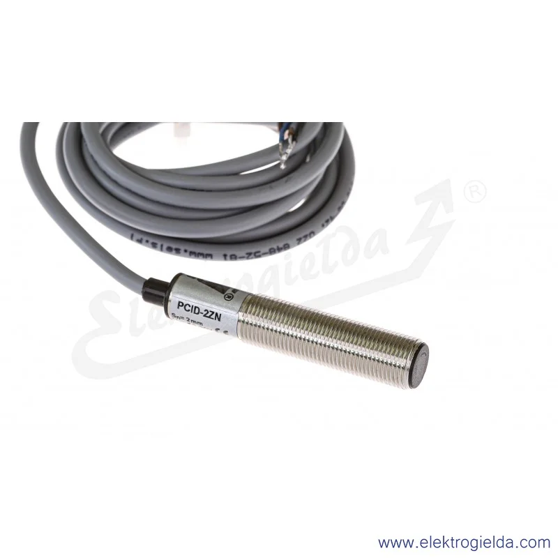 Czujnik indukcyjny PCID2ZN 10..30VDC, zasięg 2mm, NPN NO, tuleja 61mm mosiężna M12, przewód 2m