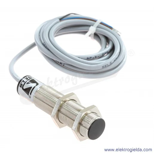 Czujnik indukcyjny PCID 5ZN 10..30VDC, zasięg 5mm, NPN NO, tuleja M18, przewód 2m, długość 76mm