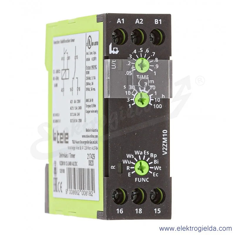 przekaźnik czasowy wielofunkcyjny 2615219 V2ZM10 12-240VAC/DC 0.05s-100h, 10 funkcji czasowych, 1x styk przełączny 