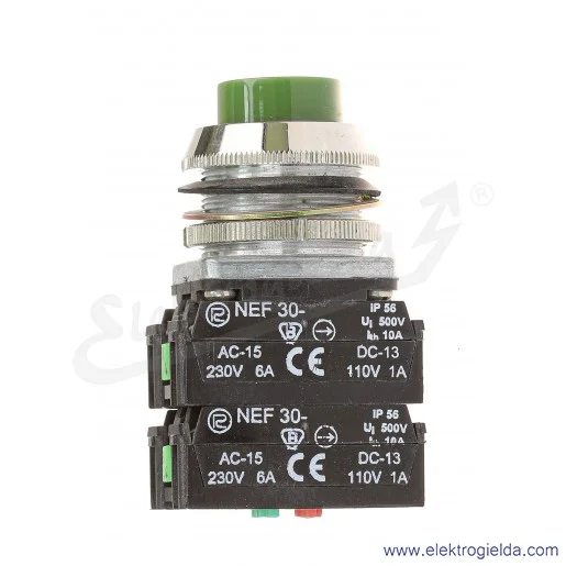 Przycisk sterowniczy NEF30 UWz2X2Y zielony wystający uszczelniony 30mm 2NO+2NC Przycisk sterowniczy NEF30 UWz2X2Y zielony wystający uszczelniony 30mm 2NO+2NC
