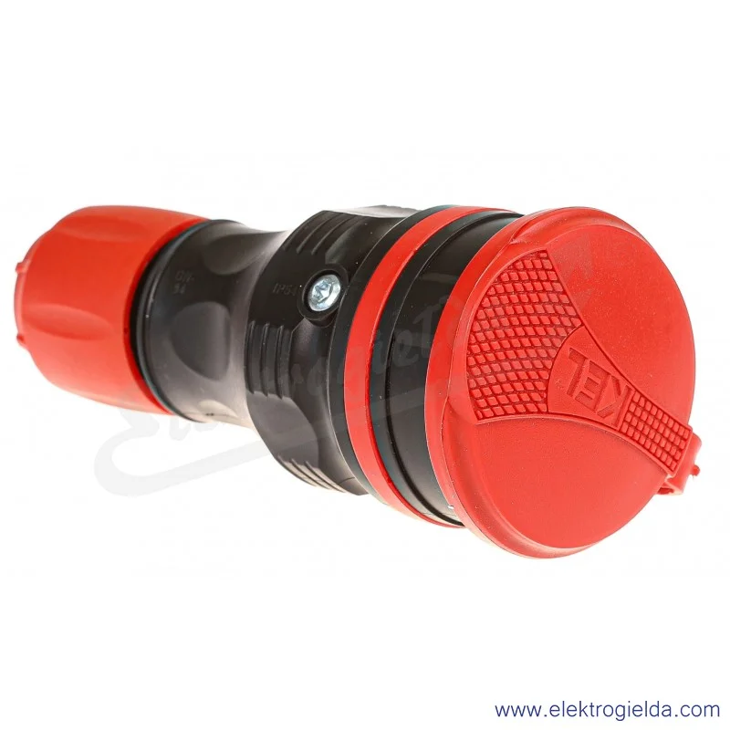 Gniazdo przenośne W-97978 GN-54 2P+PE 16A 250V IP54 czarno-czerwone z klapką IP54