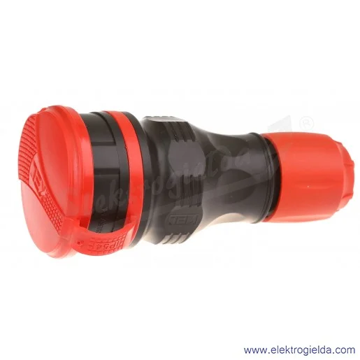 Gniazdo przenośne W-97978 GN-54 2P+PE 16A 250V IP54 czarno-czerwone z klapką IP54