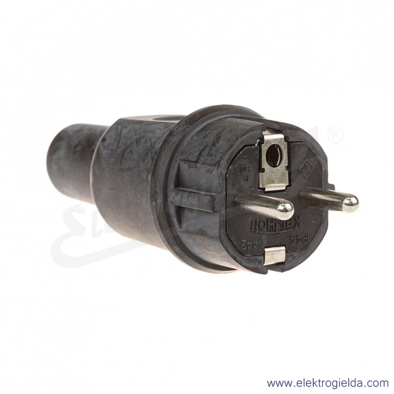 Wtyczka gumowa 9002210 16A 230V prosta Uni-schuko czarna