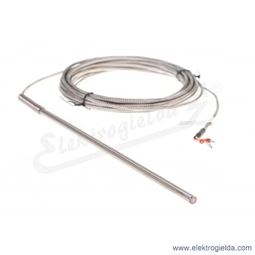 Czujnik temperatury AR131-Pt100-B-6-270-5-6-3-S-400C Pt100, klasa B, fi 6x270mm, przewód 5 metrów, 2x oplot z włókna szklanego, 