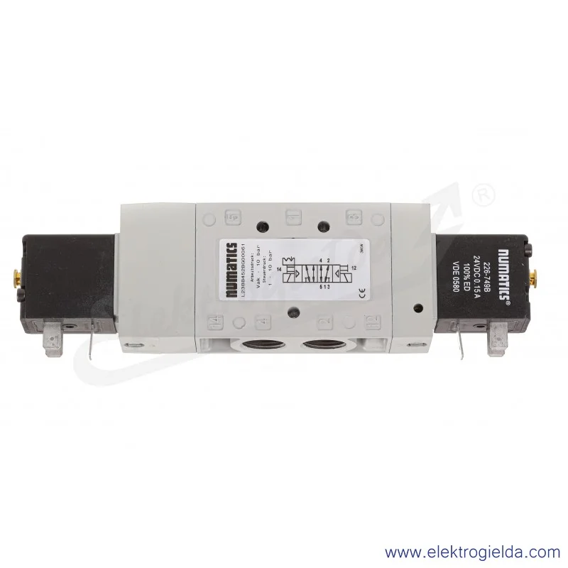 Zawór rozdzielający elektromagnetyczny L23BB452BG00061, 5/2 bistabilny, G3/8, 1-10 Bar, 1800 l/min, 24 VDC, Asco Numatics
