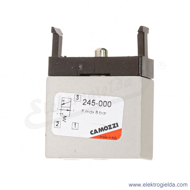 Zawór miniaturowy pneumatyczny 245-000, 3/2  NO, monostabilny, M5, 2 ÷ 8 bar, 60 l/min, siła uruchamiająca 7 N, Camozzi # kostka