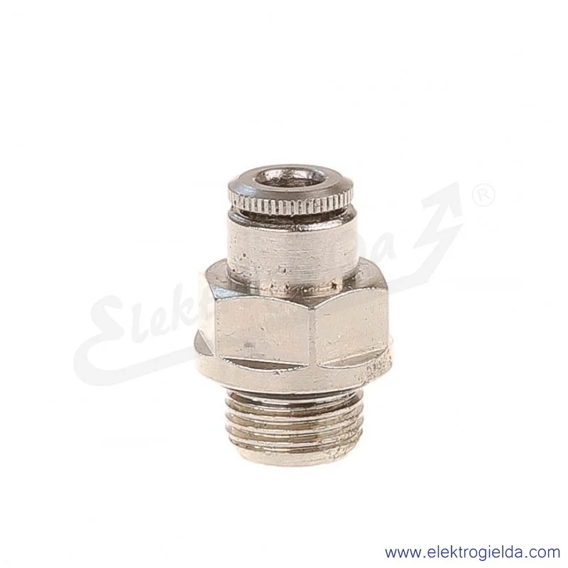 Złączka wtykowa prosta 6512 4-1/8, G1/8, FI 4, z mosiądzu niklowanego, klucz 12, -0.9-16 Bar, gwint zewnętrzny, Camozzi