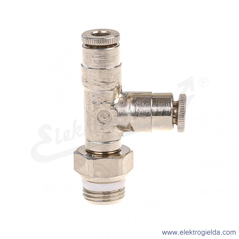 Trójnik wtykowy T, S6440 4-1/8, G1/8, 2x Fi 4, z mosiądzu niklowanego, -0.9 -16 Bar, Camozzi