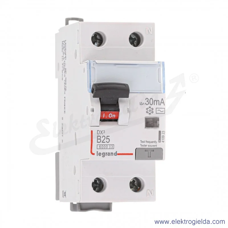 Wyłącznik różnicowoprądowy 410923 P312B 1P+N, typ B, 25A, 30mA, czułoość AC, przycisk Test