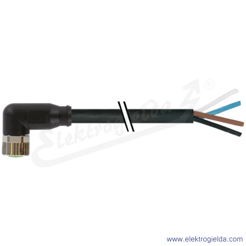 Kabel z gniazdem 7000-08101-6113000 M8, kątowy, 30m, 4P, PUR-PVC, z wolnym końcem przewodów
