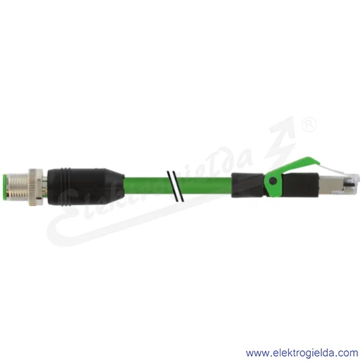 Konektor męski 7000-44711-7960300 7000-44711-7960300 M12 prosty - RJ45 prosty Ethernet, PUR-OB 2x2x0,34 ekranowany, zielony, UL,