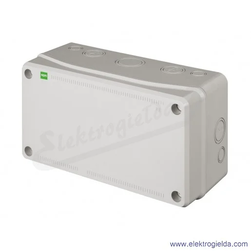 Puszka natynkowa 2749-00 180x330x130 pokrywa górna na zawiasach ABS szara RAL7035, IP65