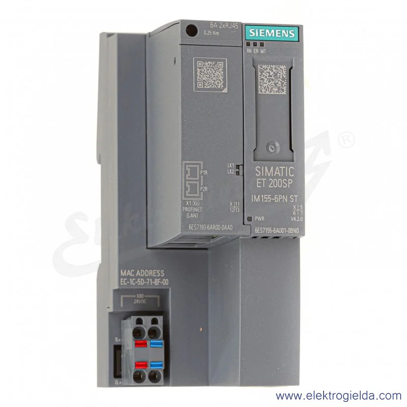 Moduł interfejsu 6ES7155-6AA01-0BN0  ET 200SP profinet IM155-6PN standard, max 32 moduły rozszerzeń, zawiera busadapter (2 X RJ4