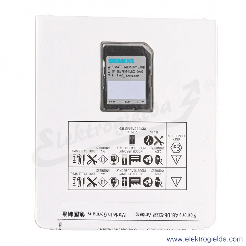 Karta pamięci 6ES7954-8LE03-0AA0 SIMATIC S7 do S7-1X00 CPU/SINAMICS, 3.3V FLASH, 12 megabajtów