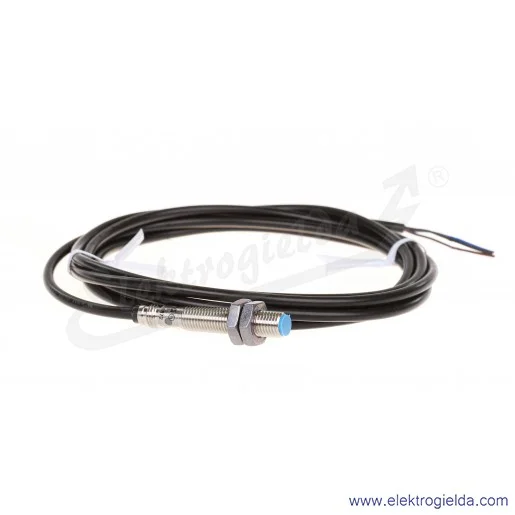 Czujnik indukcyjny IME08-02BPSZW2S 10..30VDC, zasięg 2mm, PNP NO, tuleja M8, przewód 2m