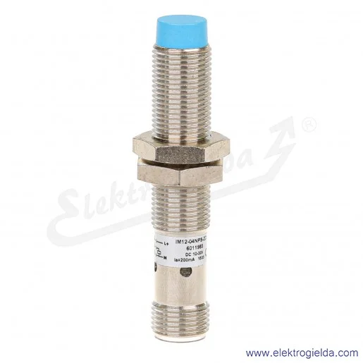 Czujnik indukcyjny 6011983 IM12-04NPS-ZC1 10..30VDC, zasięg 4mm, PNP NO, tuleja M12, konektor M12 4P, IP67