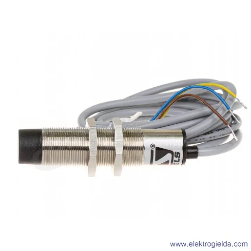 Czujnik indukcyjny PCIA 8R 90-250VAC, NC, zasięg 8mm, tuleja M18 wystający, przewód 2m, długość 76mm