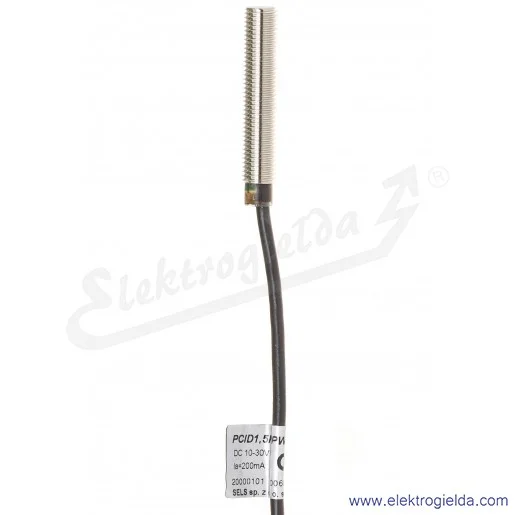 Czujnik indukcyjny PCID 1,5 RP 10..30VDC, zasięg 1.5mm, PNP NC, tuleja M8, czoło wbudowane, przewód 2m, długość 45mm
 