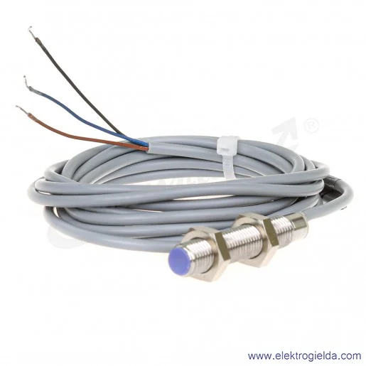 Czujnik indukcyjny PCID 3 RP 10..30VDC, zasięg 3mm, PNP NC, tuleja M8, przewód 2m, długość 45mm