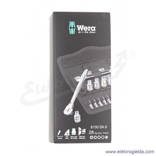 Zestaw z grzechotką 004018 8100 SA 8 ZYKLOP Metal Switch 1/4" + bity+ nasadki