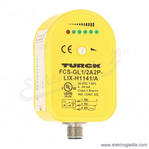 Czujnik przepływu 6870455 FCS-GL1/2A2P-LIX-H1141/A zasilanie 19.2...28.8VDC złącze M12x1 4P, wyjście 4..20mA