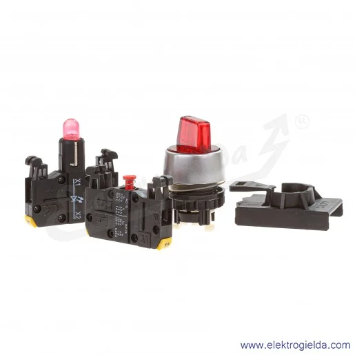 Przycisk sterowniczy kompletny ST22-PLC-220-01-LED\AC piórkowy dwupołożeniowy 0-1 podświetlany 230 LED czerwony