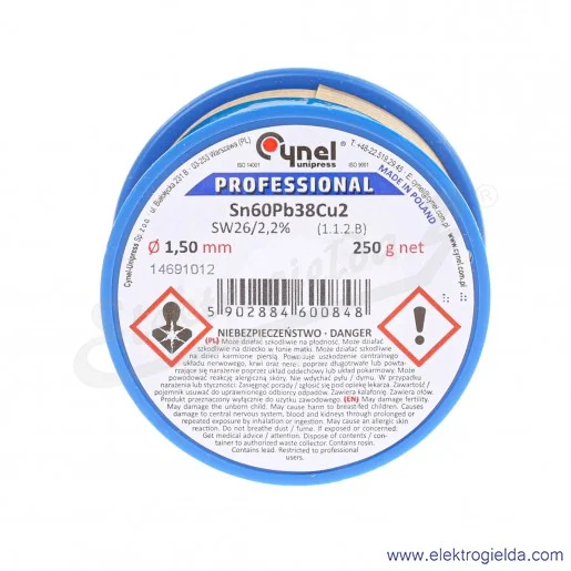 Spoiwo lutownicze LC60M2 średnica 1.0mm, 0.25KG