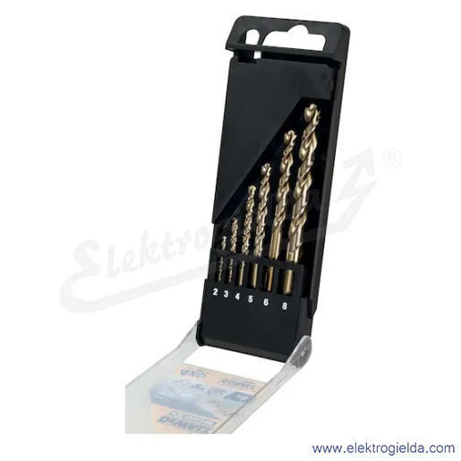 Zestaw wierteł DT4956-QZ 6 sztuk HSS E COBALT do metalu, rozmiary : 2, 3, 4, 5, 6, 8mm