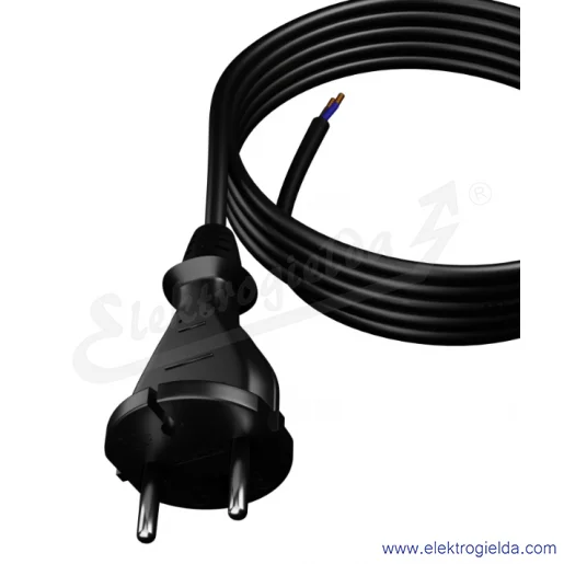Kabel przyłączeniowy W-97193 S8 OW 2x1,5mm 3m czarny guma sznur przyłączeniowy z wtyczką
