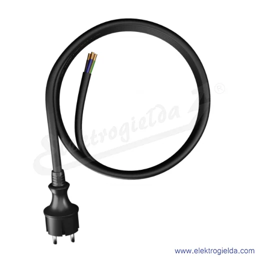 Kabel przyłączeniowy W-97193 S8 OW 2x1,5mm 3m czarny guma sznur przyłączeniowy z wtyczką
