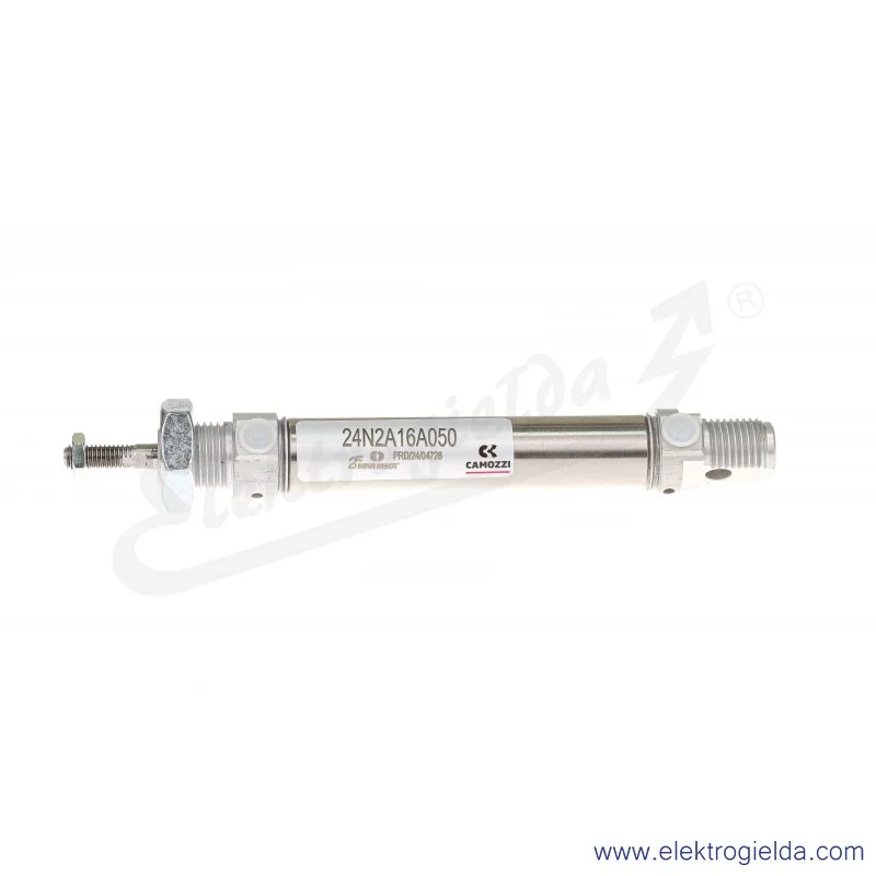 Siłownik pneumatyczny cylindryczny 24N2A16A050, D16X50, M5, dwustronnego działania, z magnesem, ISO 6432, amortyzacja mechaniczn