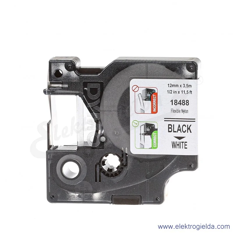 Taśma Dymo S0718100 12mm długość 3.5m czarny/biały nylonowa biała taśma czarny nadruk