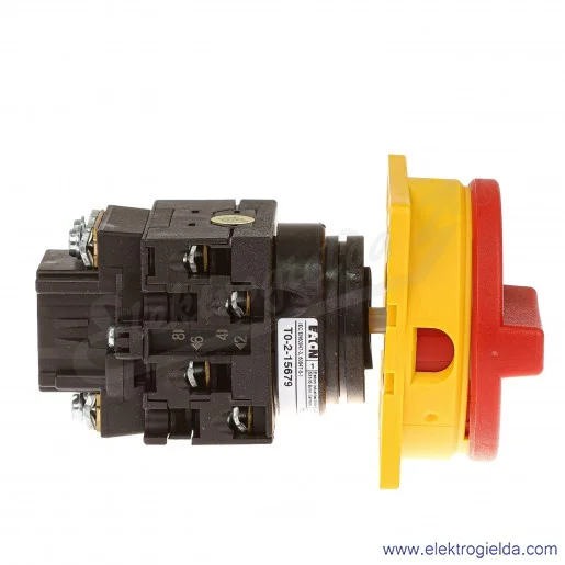 Łącznik krzywkowy 081588 T0-2-15679/EA/SVB 0-1 3P 20A 1NO, IP65 do wbudowania, żółto-czerwony