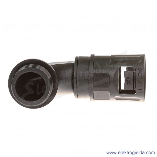 Dławnica kątowa E03DK-07070100601 SFKD 21 czarna poliamidowa do rur osłonowych, gwint PG21, średnica rury 28.5mm, IP66