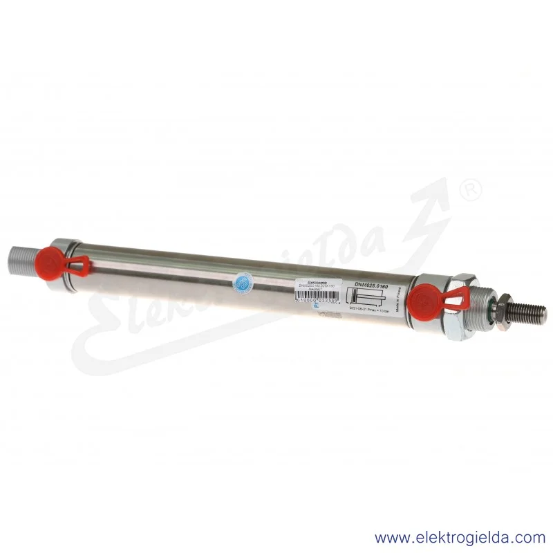 Siłownik pneumatyczny cylindryczny DNM025.0160 D25X160, G1/8, dwustronnego działania, z magnesem, ISO 6432, z amortyzacją mechan