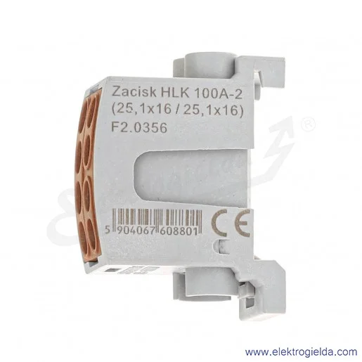 Blok rozdzielczy F2.0356F HLK100A-2 brązowy zacisk 1x16, 1x25